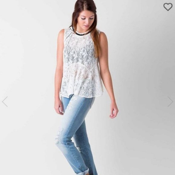 Free People Maisie Lace Peplum Tank Top White S-M - Picture 5 of 16